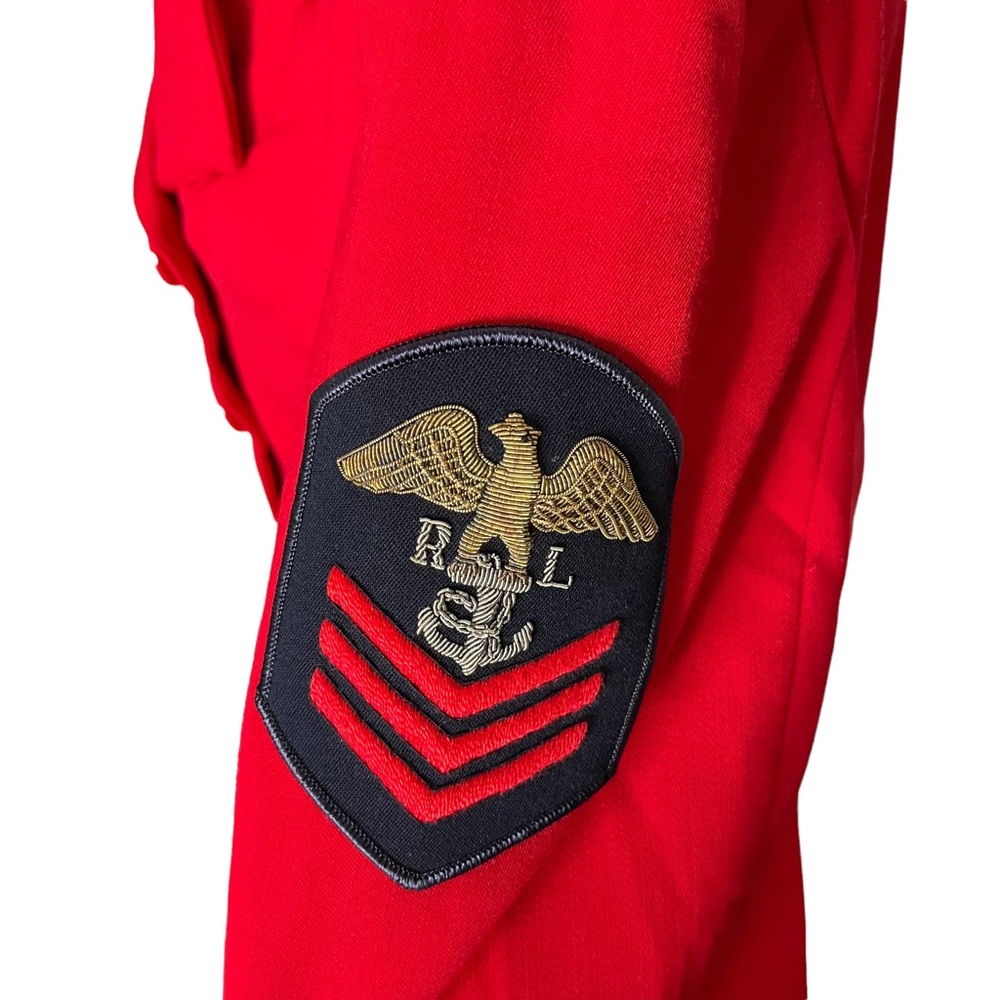 Ralph Lauren Collection Purple Label Dress Military Patch Red Jacket US 12